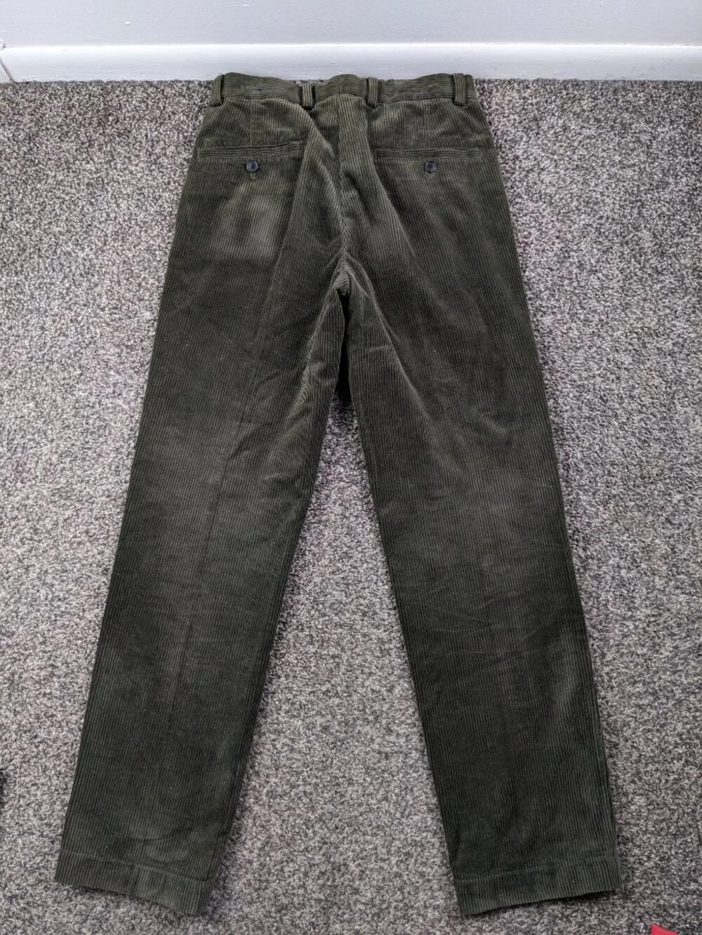 Brooks Brothers Pants Corduroy Flat Front Dark Olive Green Mens 29x30 Clark
